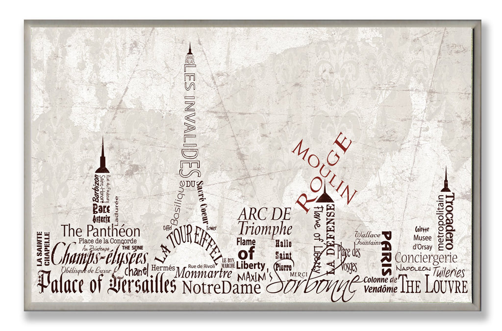 The Stupell Home Decor Collection Paris Skyline Typography Wall Plaque
