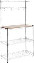 Amazon Basics 3 Tier Kitchen Storage Bakers Rack With Removeable Top, Wood/Chrome, 14D x 35.83W x 63.31H