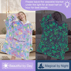 Fiosnow Wearable Blanket Hoodie Oversize Glow in the Dark Mushroom Polyester Purple Mushroom