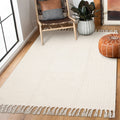 Lahome Boho Rugs for Entryways, 3x5 Kitchen Rug Lightweight Bedroom Rug Washable Bath Mat with Tassels, Farmhouse Cotton Beige L