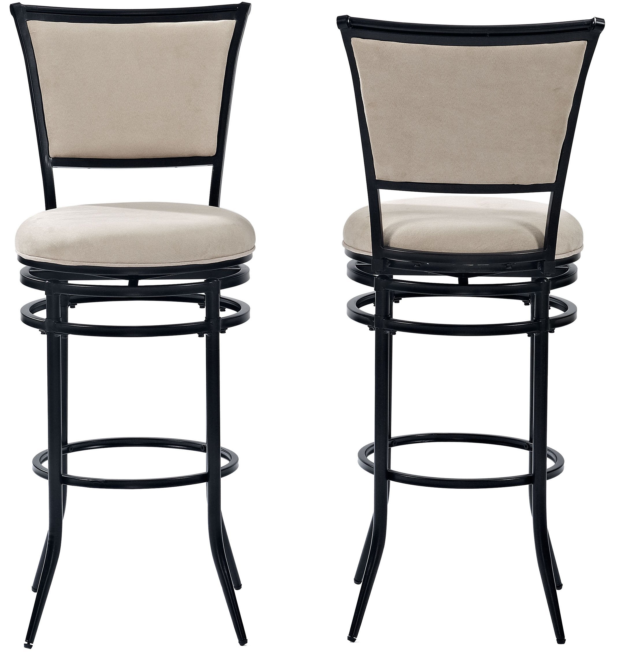 Crosley Furniture Rachel Bar Stool with Upholstered Seat and Back, Black with Beige Cushion, 30-inch