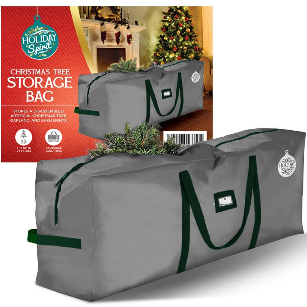 HOLIDAY SPIRIT Christmas Tree Bags Storage 9 ft - Heavy-Duty Tree Bag with Durable Reinforced Handles & Zipper, Waterproof Stora