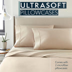Hc Collection King Pillow Cases Set Of 2- Microfiber, Extra Soft Pillowcases - Easy Care & Machine Washable - Taupe
