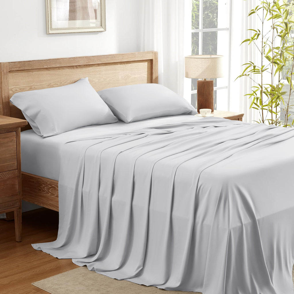 Andency Light Grey King Size Sheets Set, 100% Viscose Derived From Bamboo, Cooling King Sheets, Deep Pocket Up To 16', Silky Soft Bed Sheets, Hotel Luxury Breathable Bedding Sheets & Pillowcases…