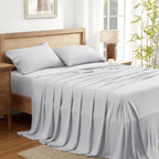 Andency Light Grey King Size Sheets Set, 100% Viscose Derived From Bamboo, Cooling King Sheets, Deep Pocket Up To 16', Silky Soft Bed Sheets, Hotel Luxury Breathable Bedding Sheets & Pillowcases…