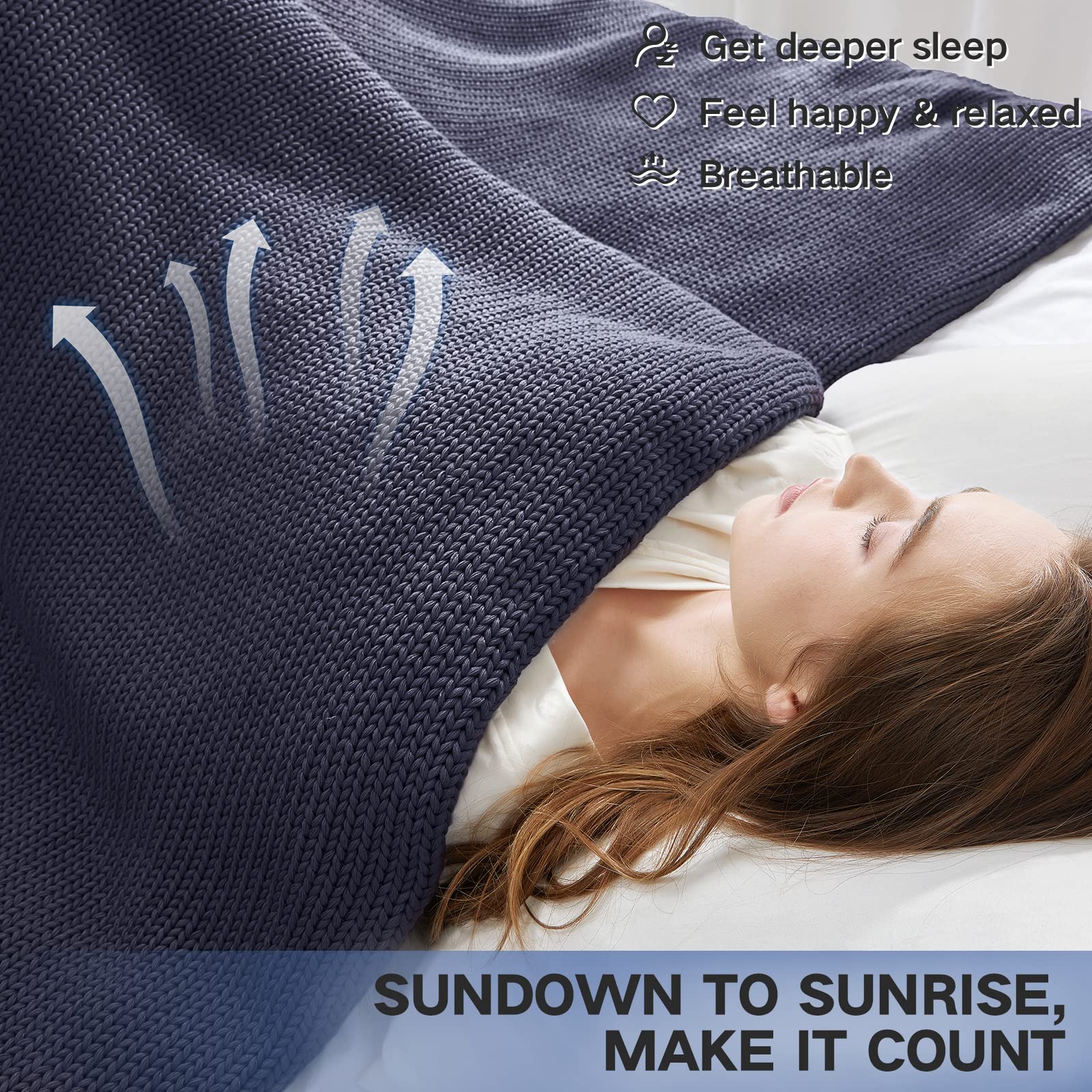 Guohaoi Knitted Weighted Blanket(Dark Grey 50''X60'' 7Lbs),Home D  Cor Cooling Throw Blanket For Hot Sleepers,Hand Made Chunky K