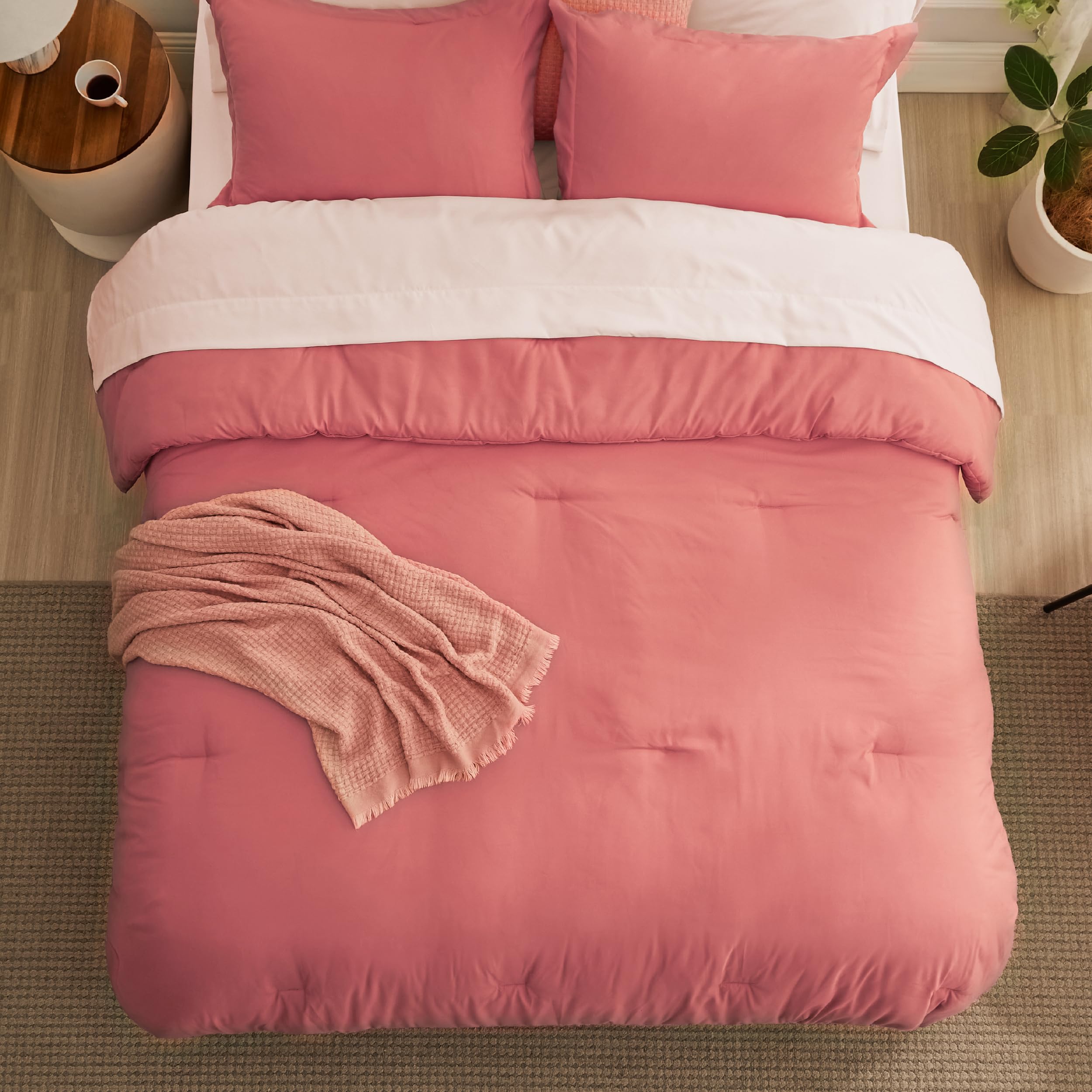 Bedsure King Size Comforter Set - 7 Pieces Coral King Bedding Set For All Seasons, Boho Contrasting Design Bed In A Bag With Comforter, Sheets, Pillowcases & Shams