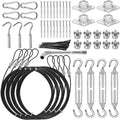 Sun Shade Sail Hardware Kit,304 Stainless Steel Cable Wire With Nylon Coating-4 Pcs 10Ft Sunshade Sail Hardware Kit,For Rectangl
