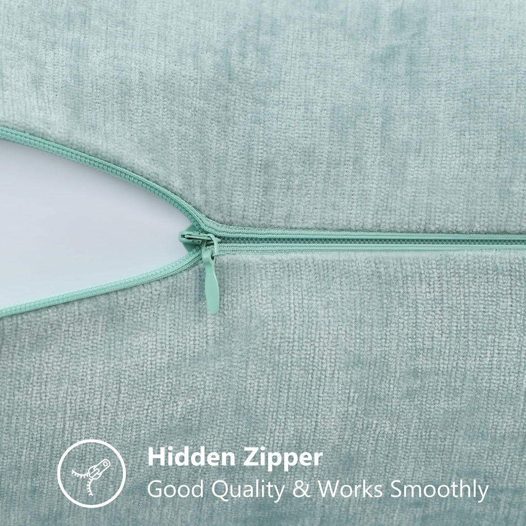 Decoruhome Couch Throw Pillow Covers 18X18 Set Of 2, Decorative Soft Chenille Solid Dyed Spring Pillow Covers For Sofa Bed Living Room, Aqua Haze