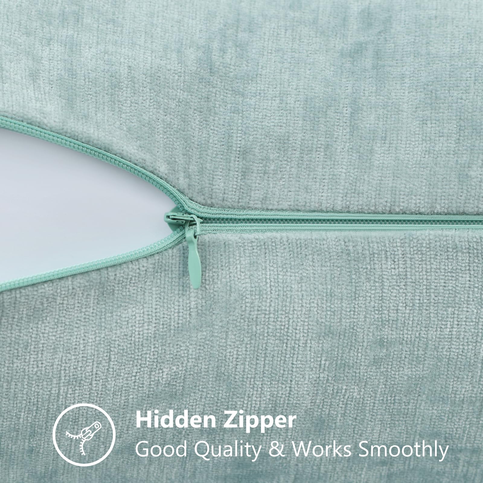 Decoruhome Couch Throw Pillow Covers 18X18 Set Of 2, Decorative Soft Chenille Solid Dyed Spring Pillow Covers For Sofa Bed Living Room, Aqua Haze