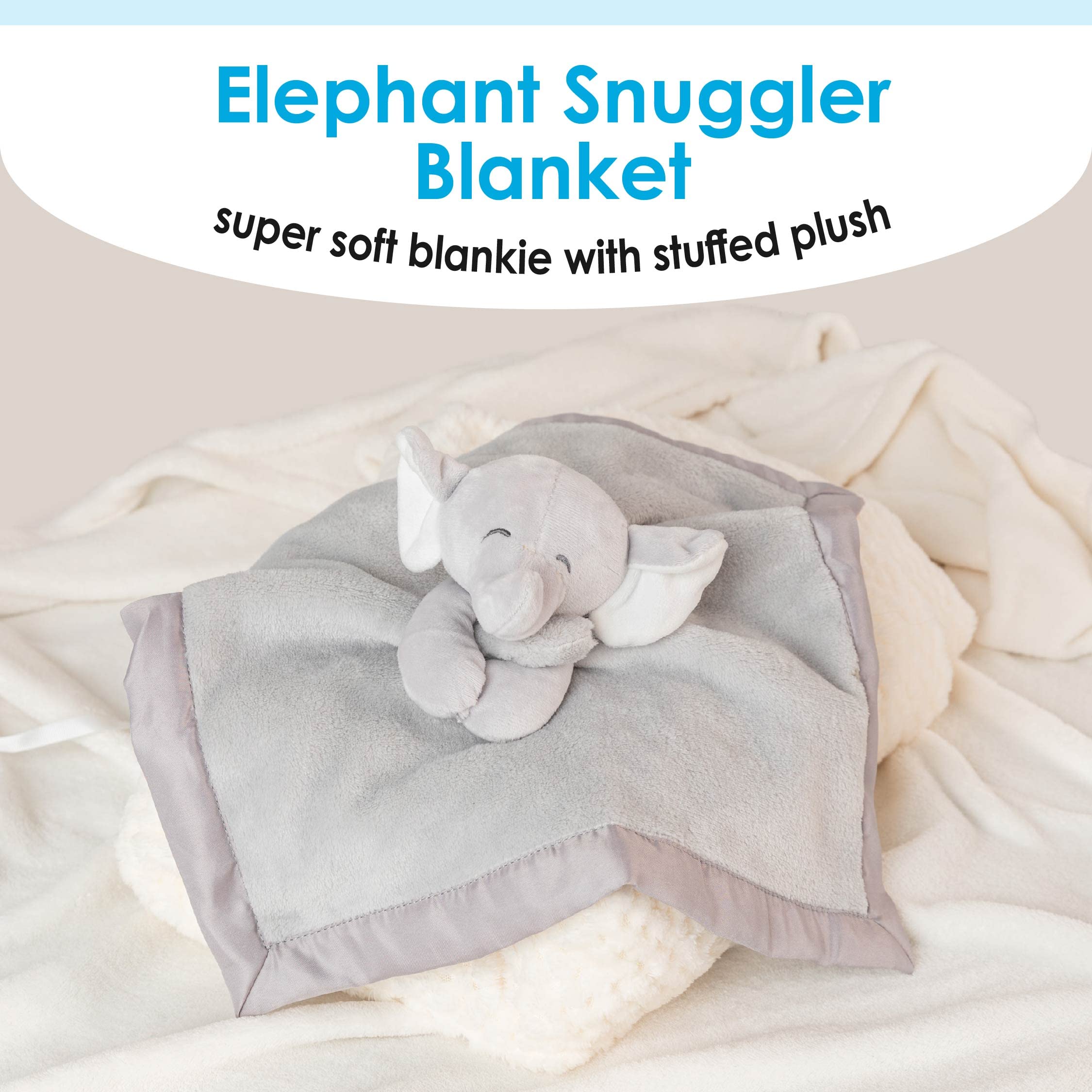 Kids Preferred Carter'S Elephant Plush Stuffed Animal Snuggler Lovey Security Blanket - Gray