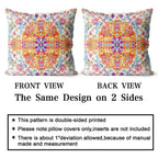 Snycler Orange Blue Ethnic Boho Pillow Covers 20X20 In Boho Carpet Cream Coral Floral Decorative Couch Pillow Cases With Zipper