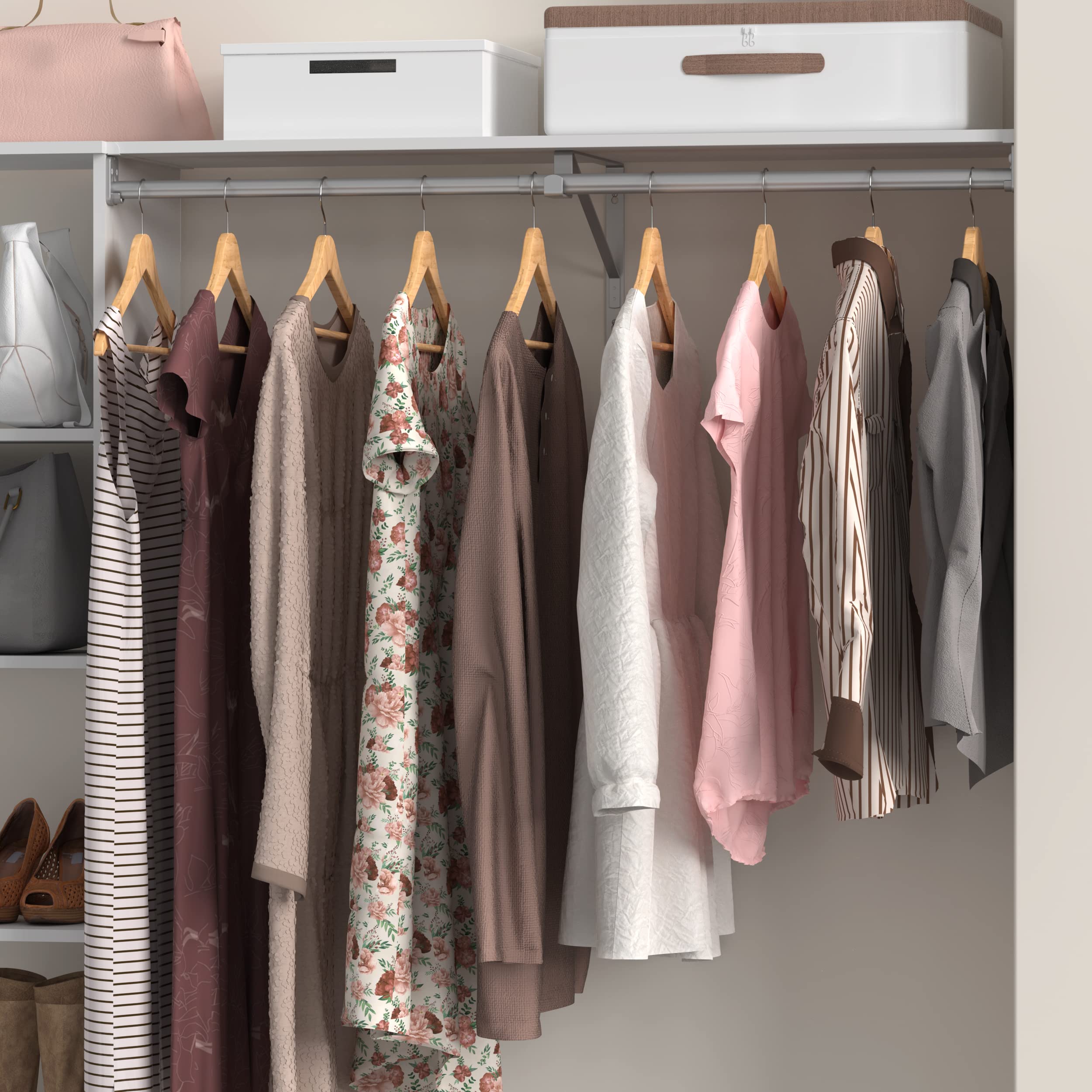Closetmaid Suitesymphony Closet Bracket For Center Rod, And Shelf Support, Add On Accessory, Satin Nickel