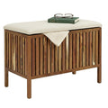 Relaxdays Laundry Chest with Seat, Bathroom Bench with Storage Space, Brown/White