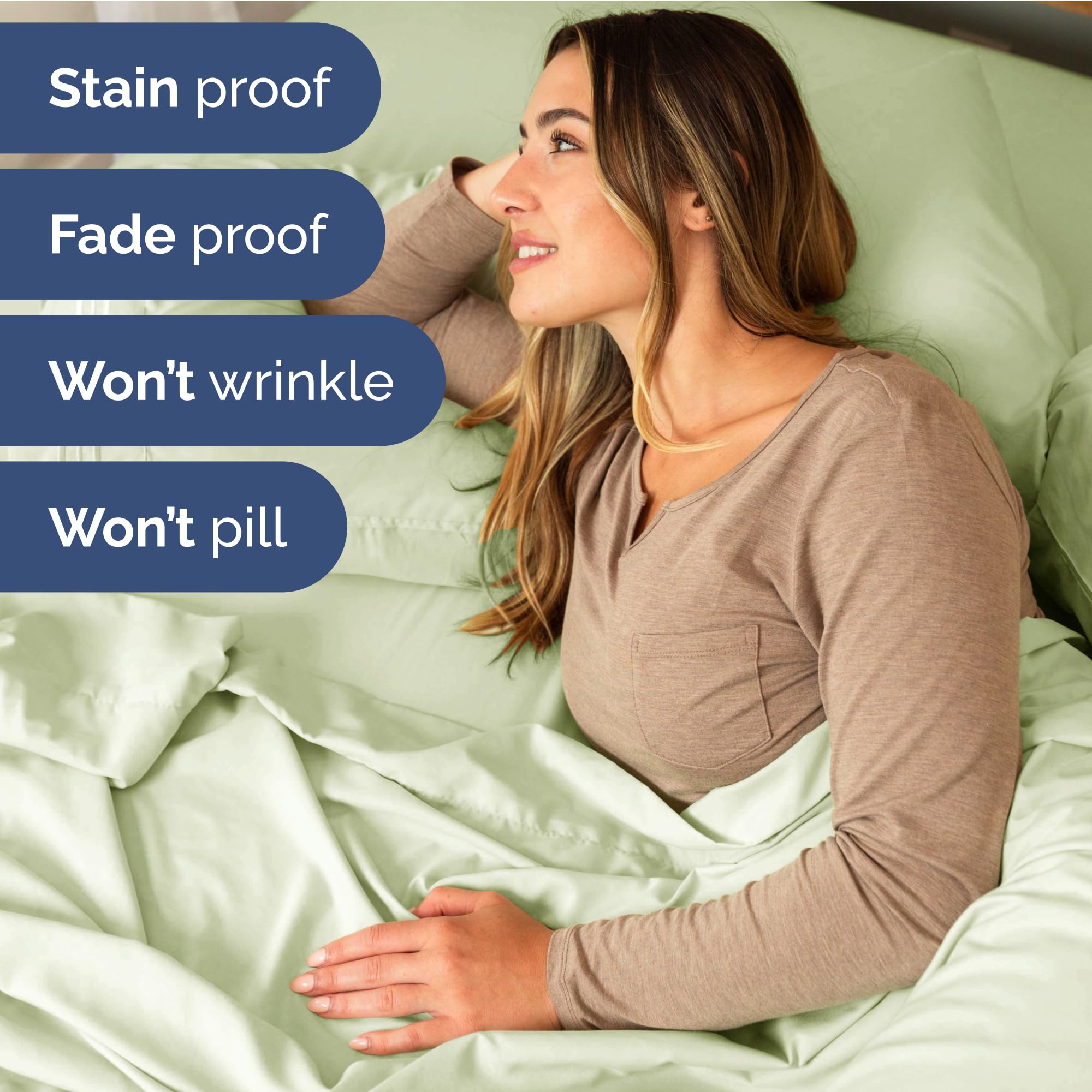 Extra Deep Pocket King Sheets - 4 Piece Breathable & Cooling Bed Sheets - Hotel Luxury Bed Sheet Set - Soft, Wrinkle Free & Comfy - Easily Fits Extra Deep Mattresses - Light Sage Green Sheets Set