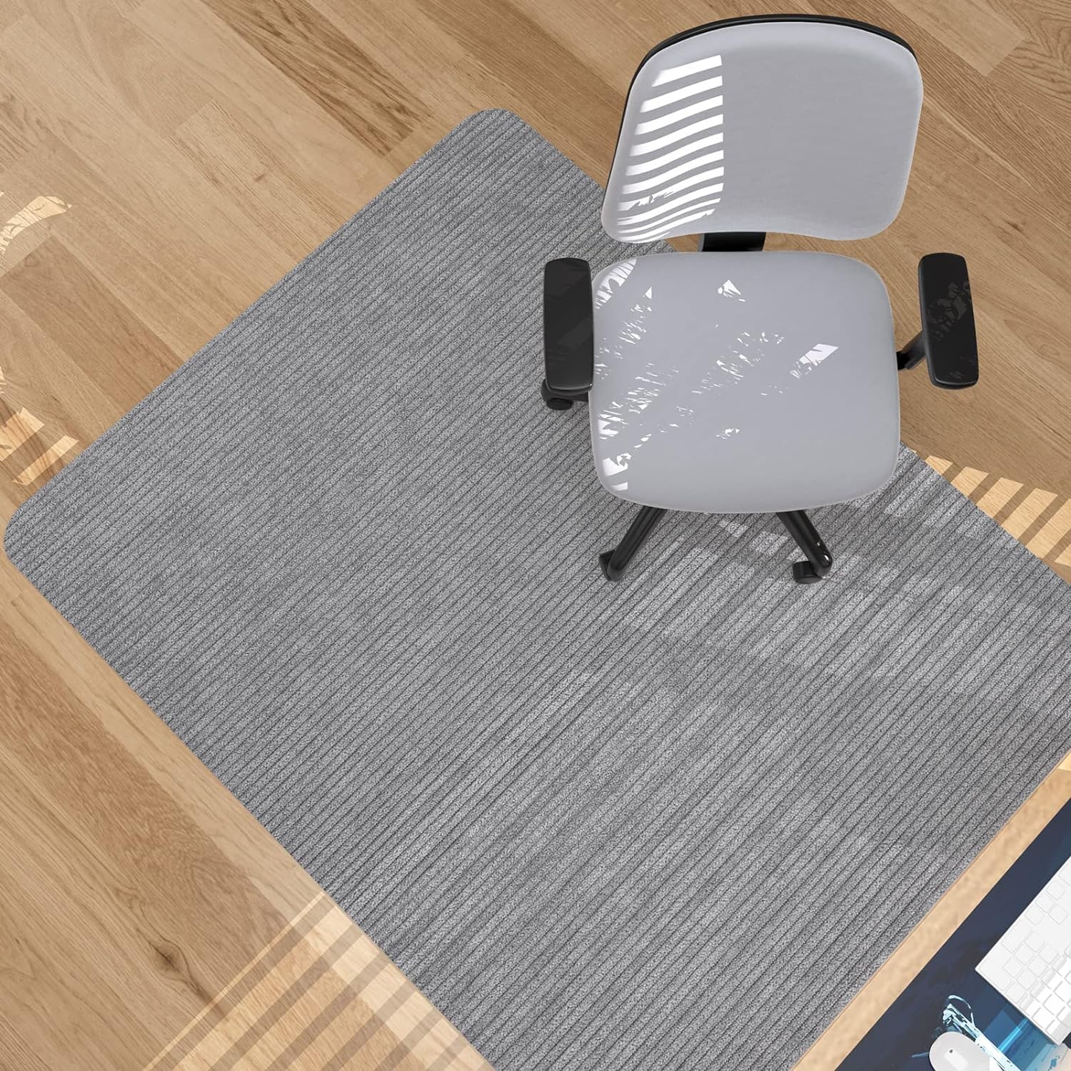 Placoot Desk Chair Mat For Hardwood Floor Corduroy Surface 1/6' Thick 55'X35' Office Chair Mat For Rolling Chairs-100% Large