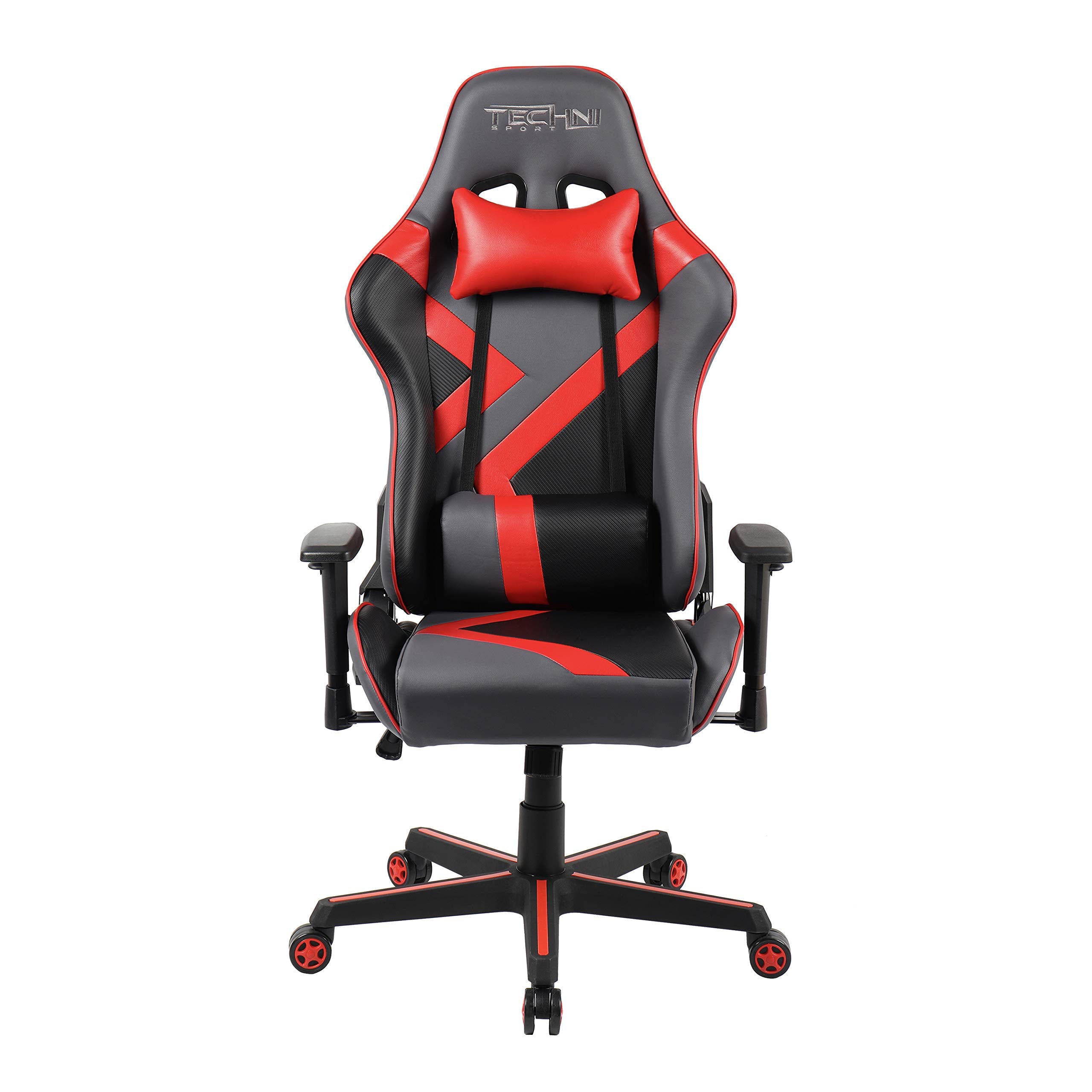 Techni Sport Pc Gaming Chair With Foam Seat And Padded Arms, Reclining Office Chair With Height And Tilt Adjustment, Red