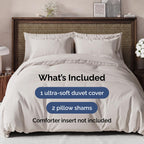 Duvet Cover Full Size Set - Extra Soft Full Size Duvet Cover 80 X 90 With 2 Pillow Shams - Hotel Luxury Easy Care And Fade Free W/ Zipper Closures & Ties - Comfy Breathable Bedding Set (Light Grey)