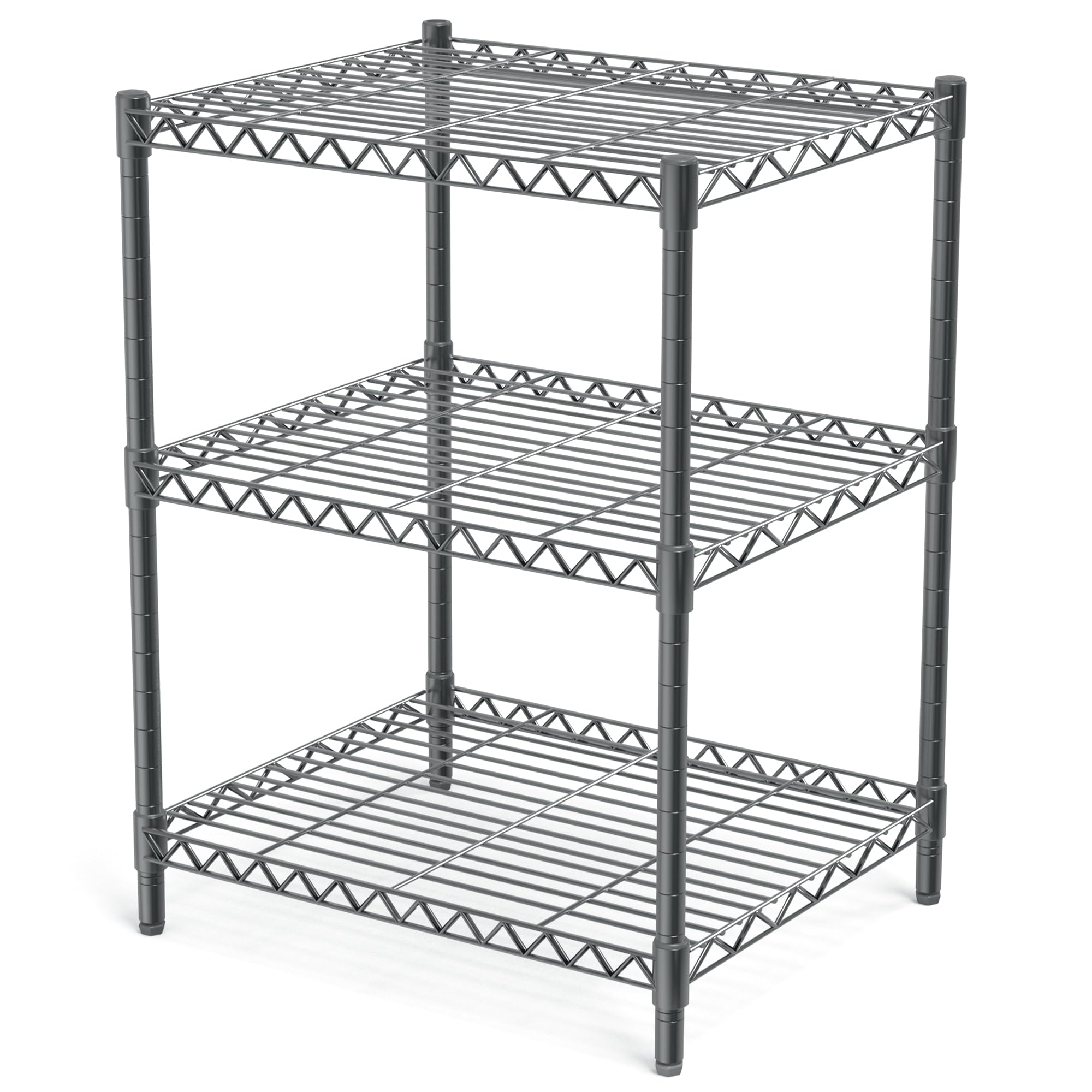 Aheonlar 3 Tier Grey Storage Racks And Shelving - Heavy Steel Material Pantry Shelves - Adjustable Storage Shelf Metal Storage R