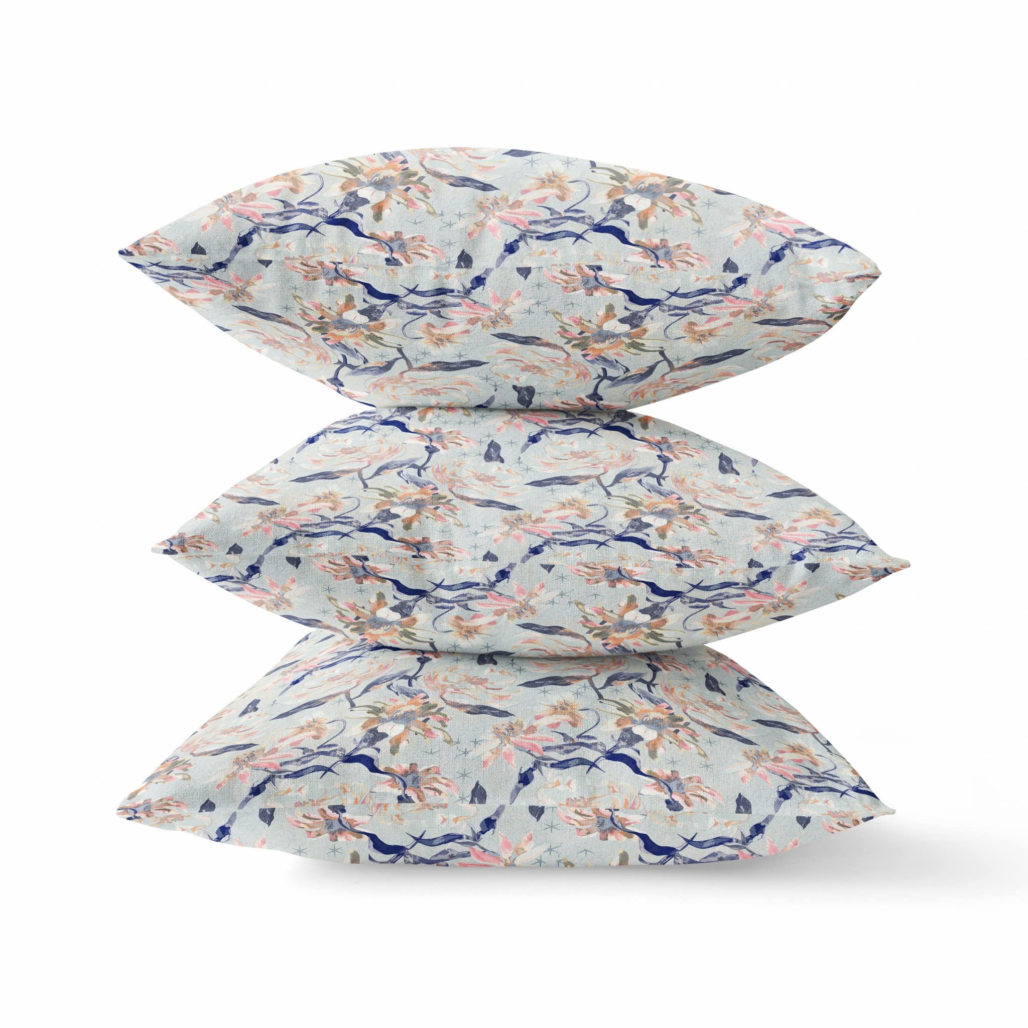 HomeRoots Gray Purple Indigo 20' Light Blue Indigo Roses Zippered Suede Throw Pillow