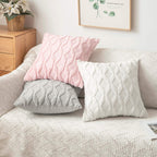 Miulee Light Pink Throw Pillow Covers 16X16, Set Of 2 Decorative Farmhouse Boho Pillow Cases Shells Soft Plush Wool Pillowcases For Couch Bedroom Living Room Sofa