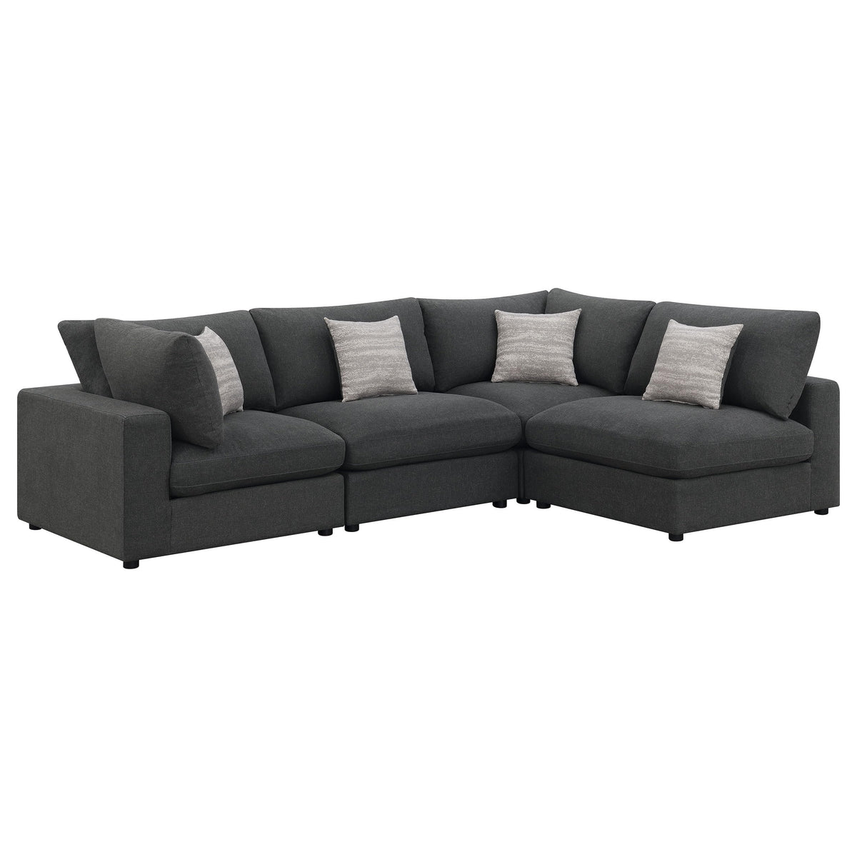 Coaster Serene 4-Piece Modern Fabric Upholstered Sectional in Charcoal