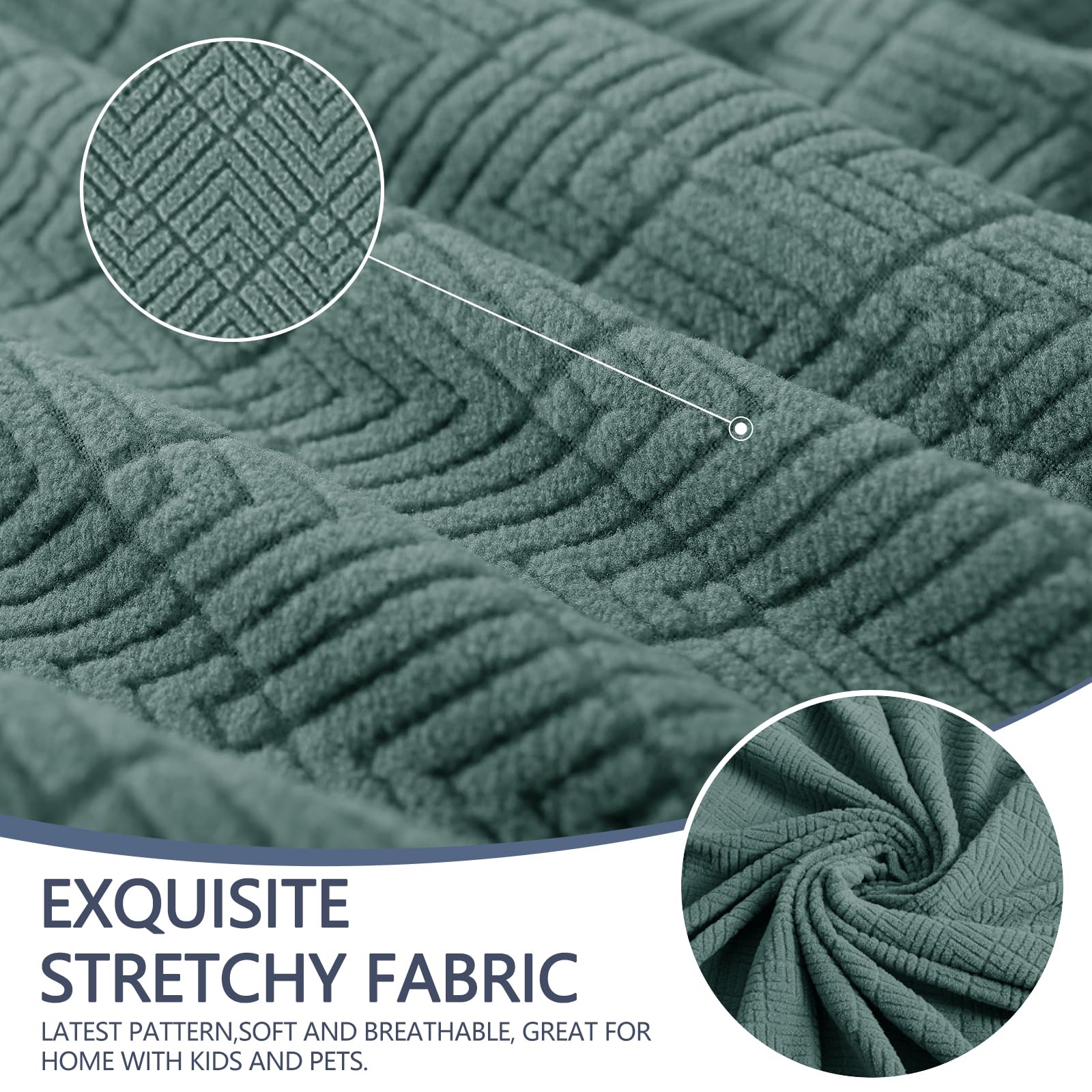 Jiviner Stretch Sofa Covers 1 Piece Couch Covers For 3 Cushion Couch Sofa, 3 Seater Sofa Slipcovers Furniture Protector With Elastic Bottom For Kids, Pets (Pea Green, Sofa)