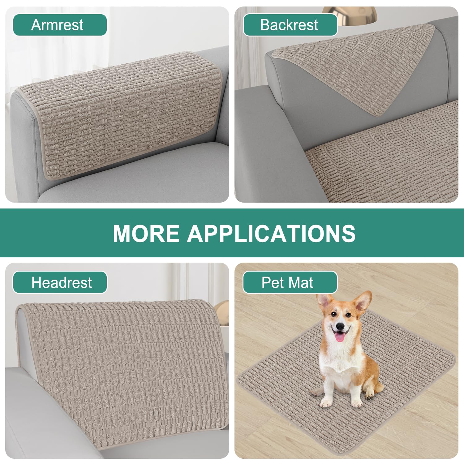 Foxdecor Couch Arm Cover Sofa Armrest Cover Armchair Covers, Anti-Slip Couch Arm Protectors Sofa Arm Covers Pack Of 2Pcs, 24X28