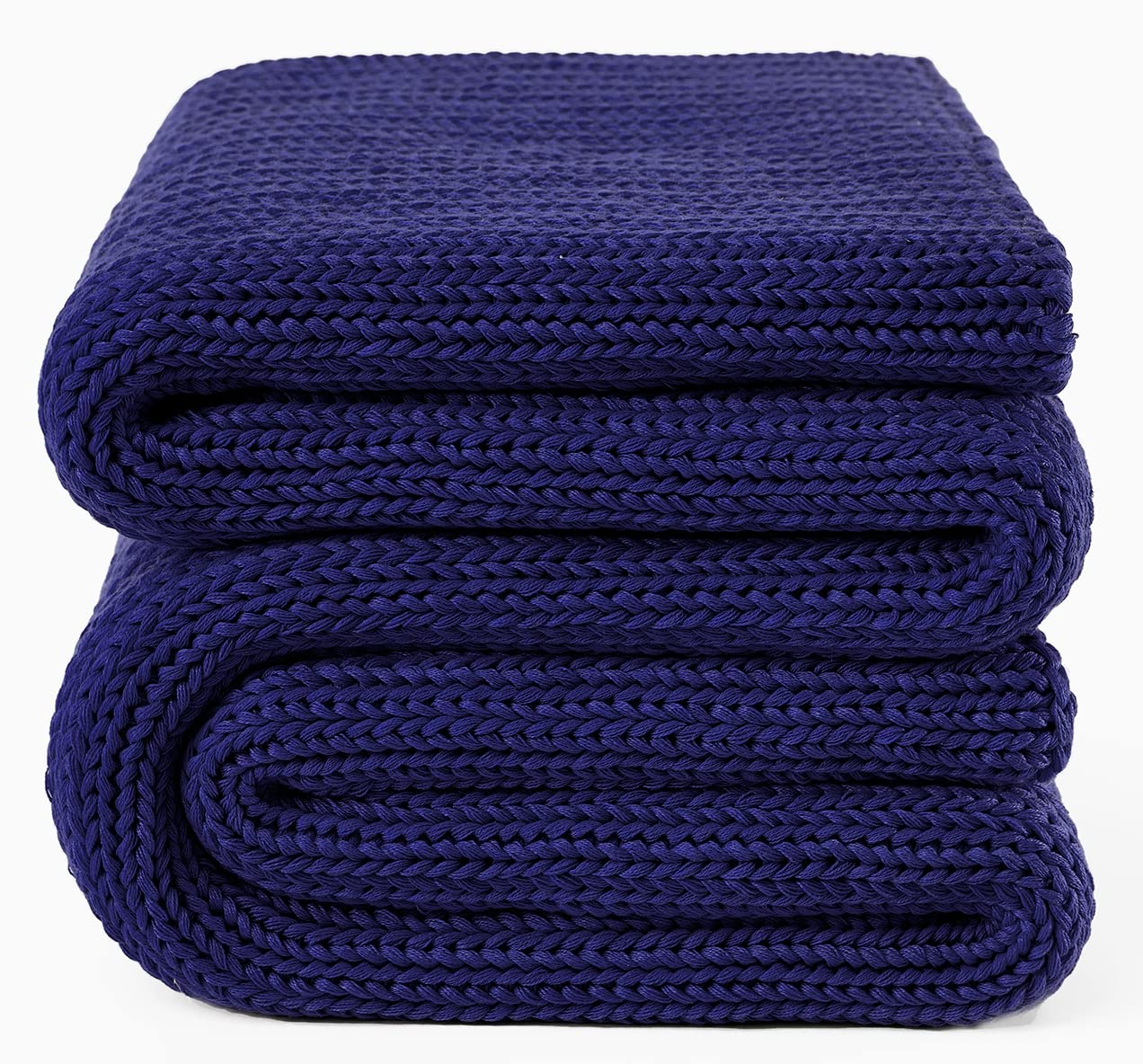 Guohaoi Knitted Weighted Blanket(Dark Blue 50''x60'' 5lbs),Home D  cor Cooling Throw Blanket for Hot Sleepers,Hand Made Chunky K