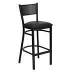 Flash Furniture HERCULES Series Black Grid Back Metal Restaurant Barstool - Black Vinyl Seat