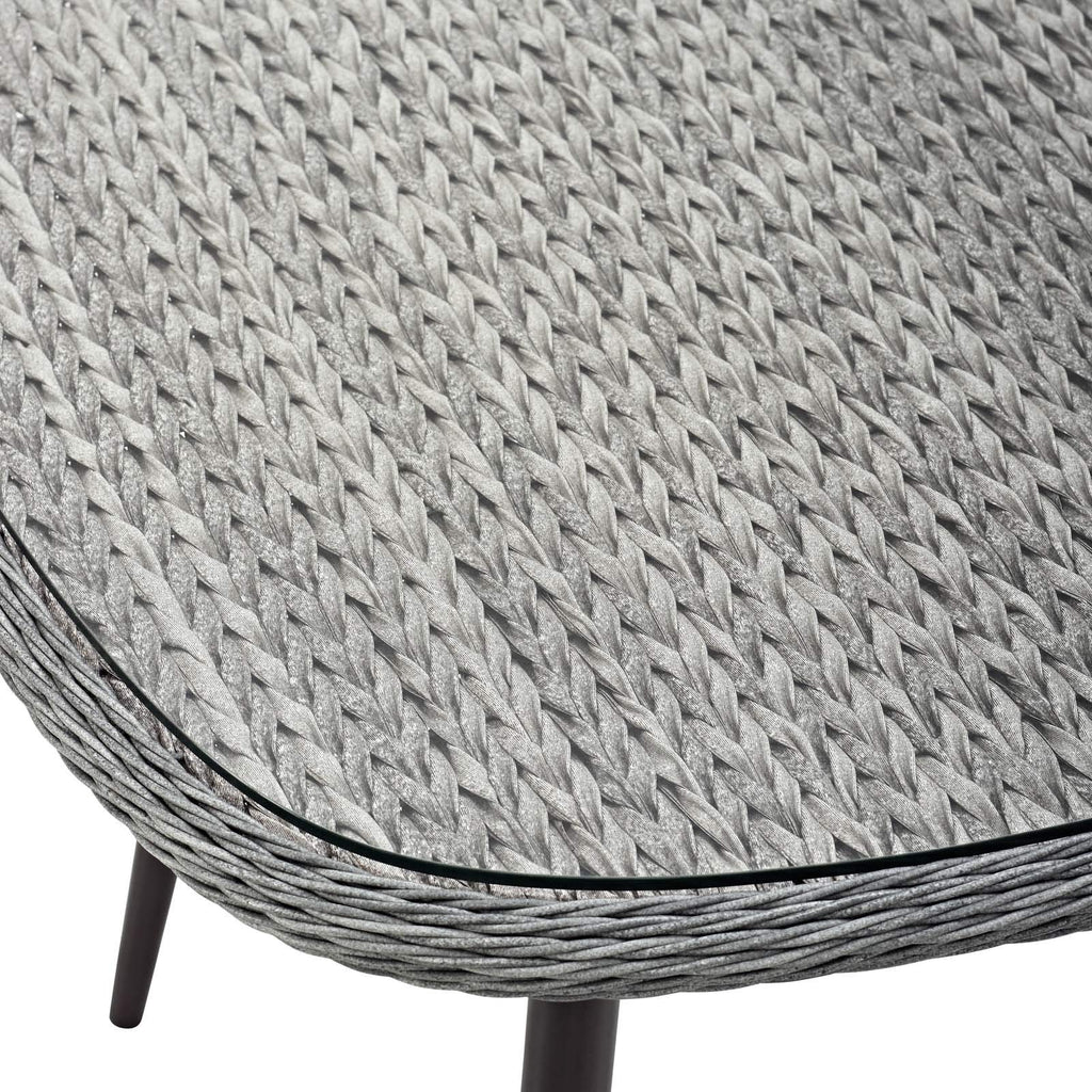 Modway Endeavor Wicker Rattan Aluminum Glass Outdoor Patio 36" Square Dining Table in Gray