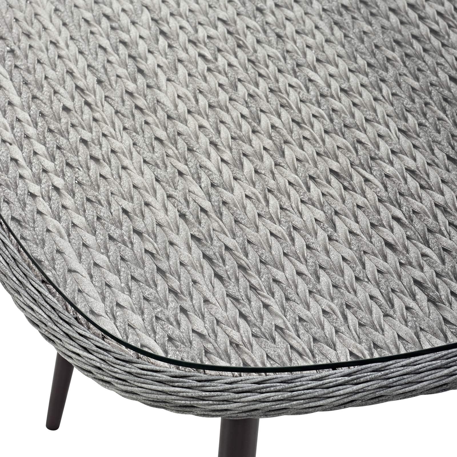Modway Endeavor Wicker Rattan Aluminum Glass Outdoor Patio 36" Square Dining Table in Gray
