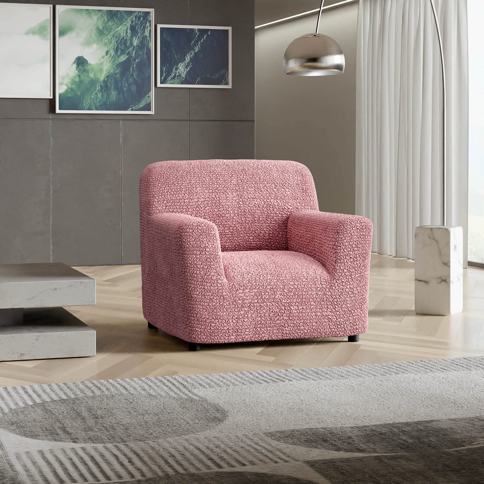 Paulato By Ga.I.Co. Chair Cover - Armchair Cover - Armchair Slipcover - Soft Fabric Slipcover - 1-Piece Form Fit Stretch Stylish