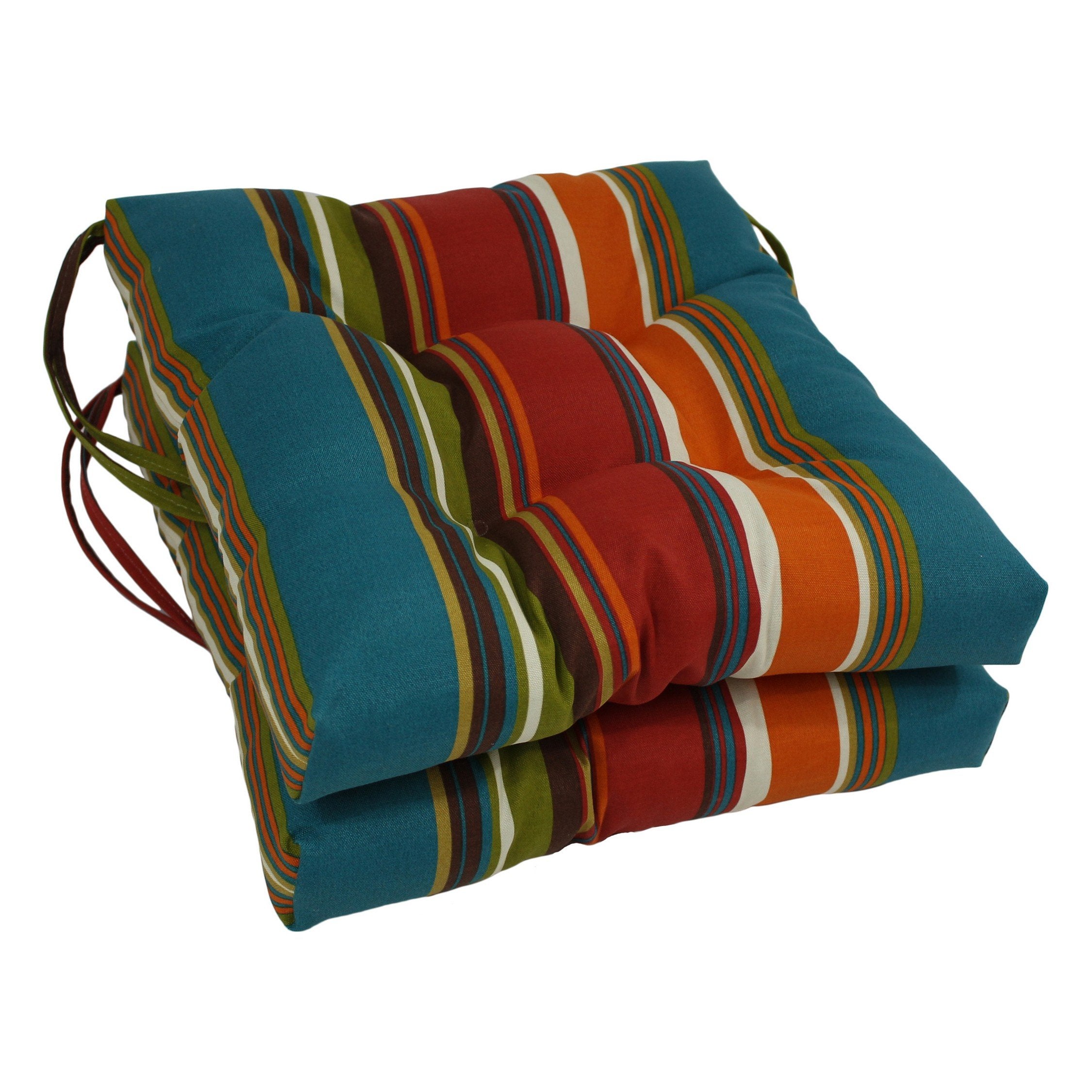 Blazing Needles 16-Inch Outdoor Square Chair Cushion, 16' X 16', Alenia Pompeii 2 Count