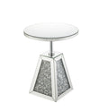 Acme Noralie Round Glass Side Table with Pedestal Base in Mirrored