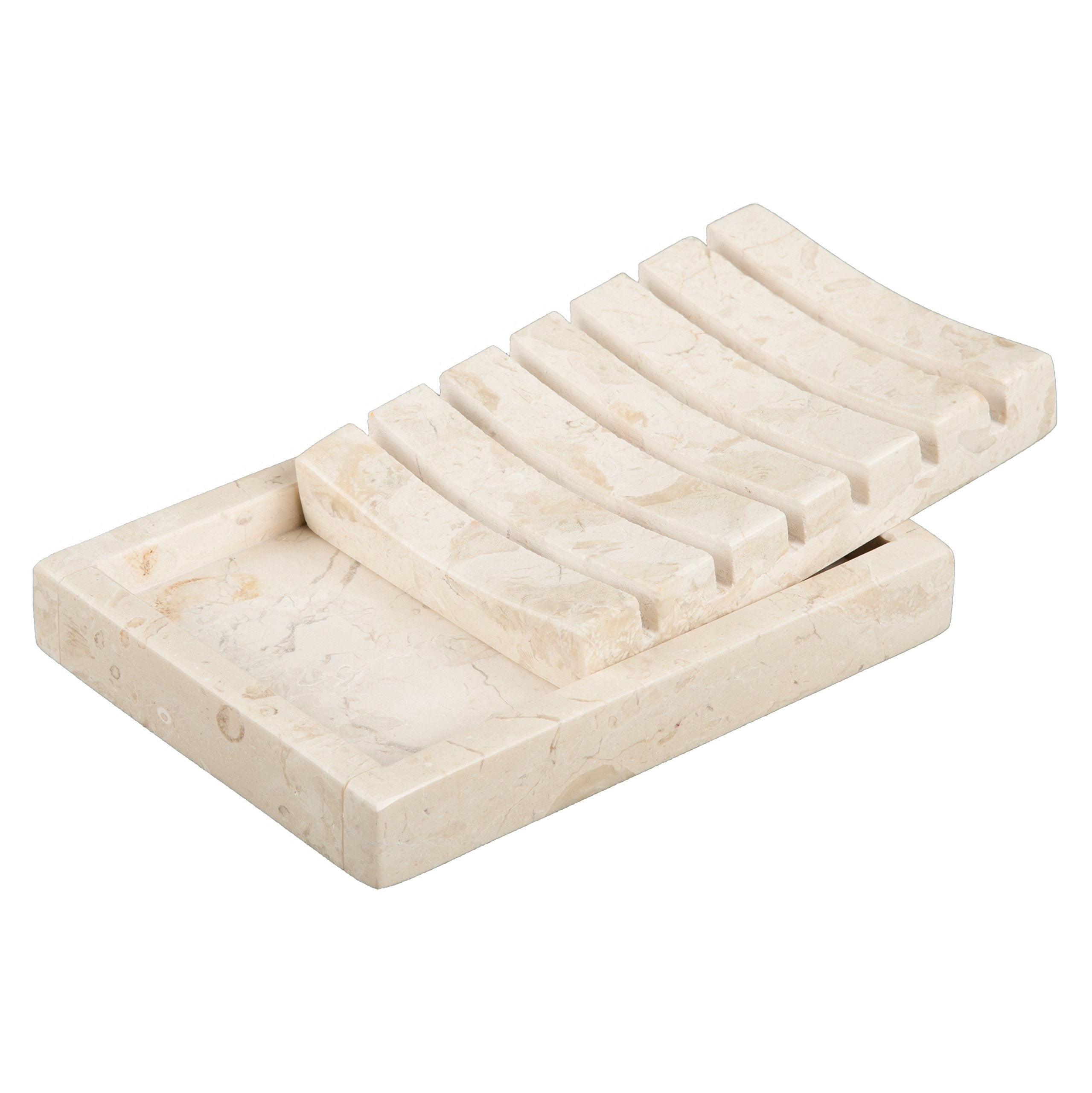 Creative Home Natural Champagne Marble Spa Collection Hand Soap Dish Bar Soap Tray Holder For Bathroom Countertop Kitchen Sink O