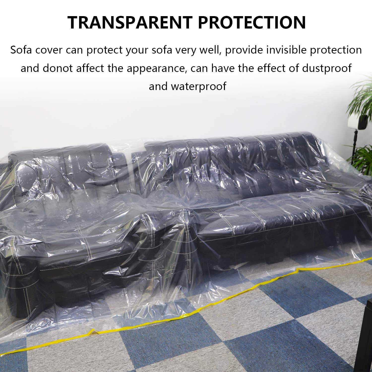 2 Pack Plastic Couch Cover & 2 Pack Battery Tape,Furniture Covers,Waterproof Couch Covers,Extra Large Plastic Tarp Couch Covers