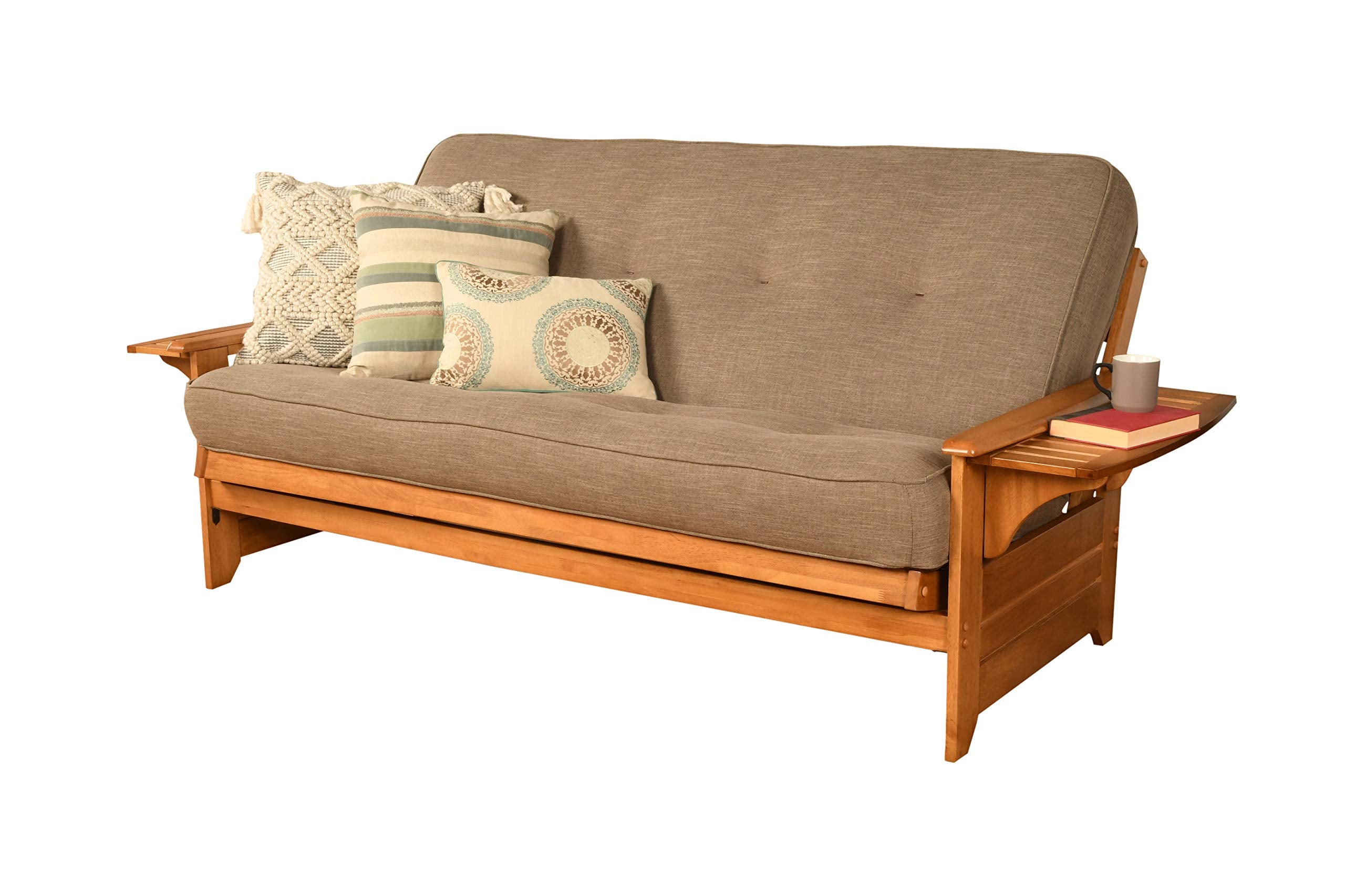 Kodiak Furniture Phoenix Full Size Futon In Butternut Finish, Linen Stone