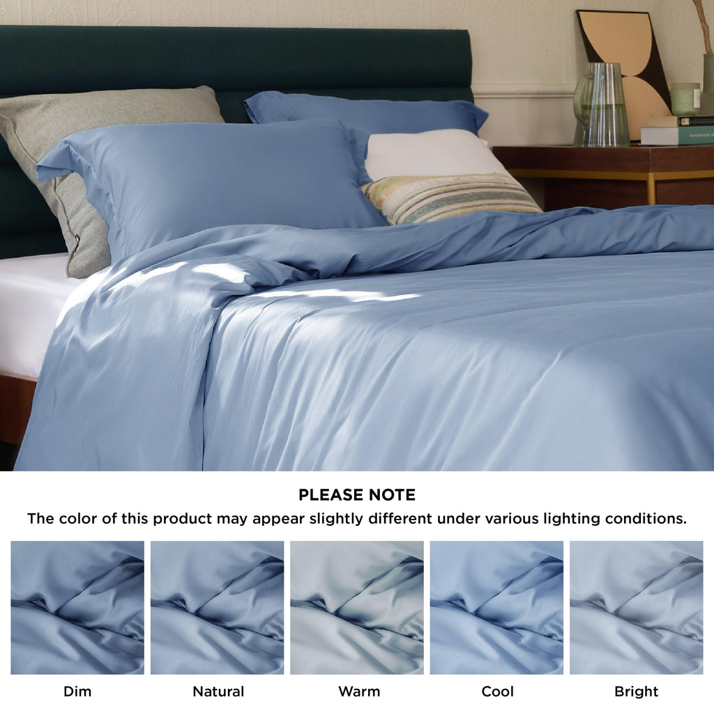 Bedsure Cooling Duvet Cover King Size - Moisture Wicking And Silky Eucalyptus Lyocell Cotton Hybrid Comforter Cover Set For Hot Sleeper - Buttery Soft And Breathable, Cooling Bedding Set, Slate Blue