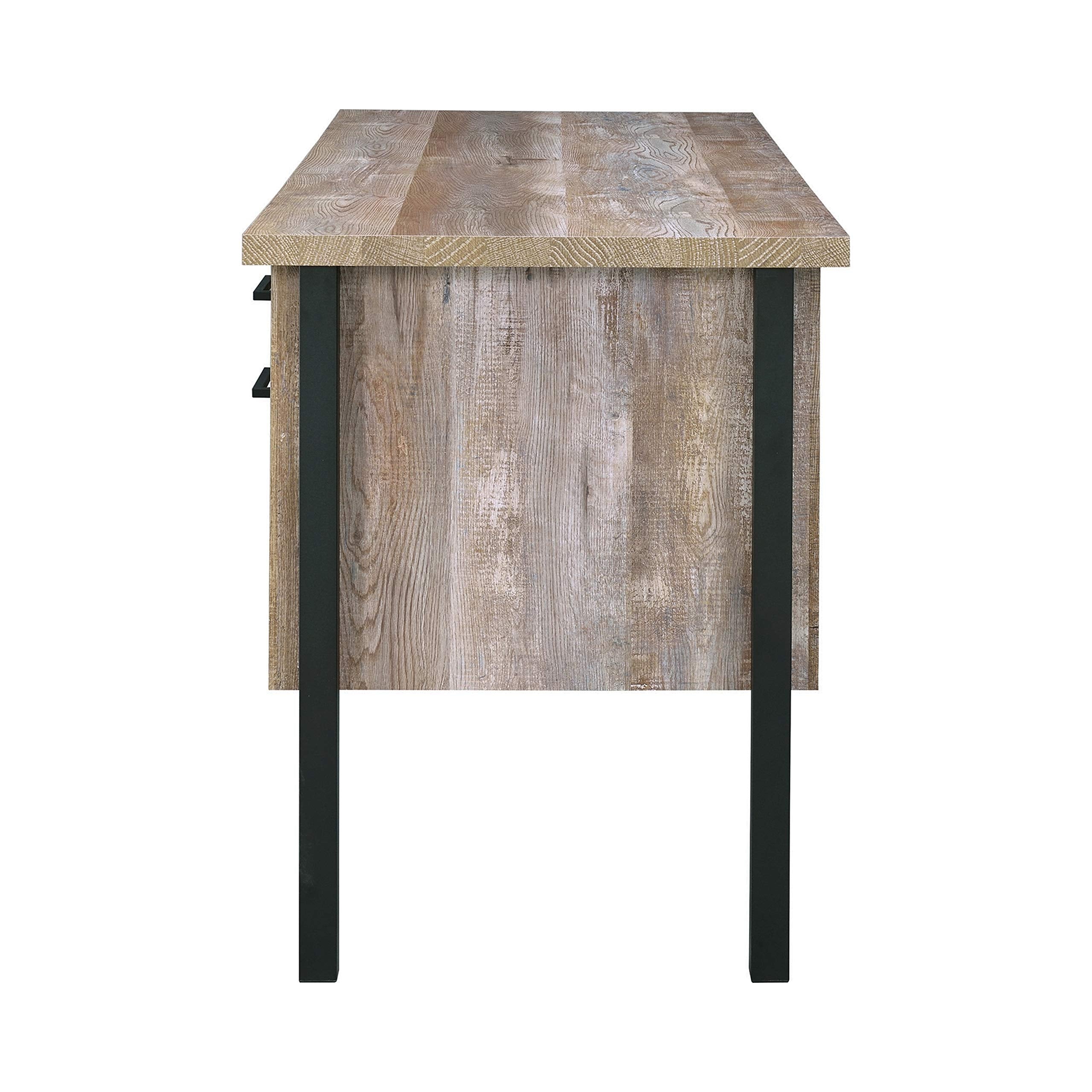 Coaster Furniture Samson 4-Drawer Writing Desk Weathered Oak and Black 801950