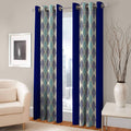 Kiara Creations Border Damas Printed Curtains for Window 6 Feet (Pack of 1) Blue