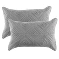 Bosowos Pillow Shams King Size Set Of 2, Ultra Soft Breathable Quilted Pillow Cases 20 X 36 Inches For Sleeping, Grey-Square-Kin