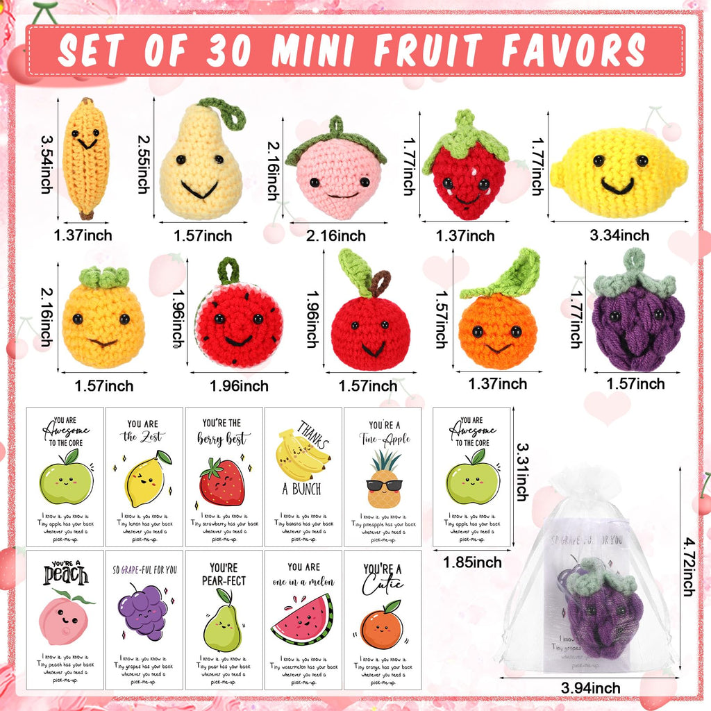 Shappy Inspirational Positive Fruit Toy Gift Funny Wool Knitted Fruit Mini Doll Employee Appreciation Gift Motivational Pun Card