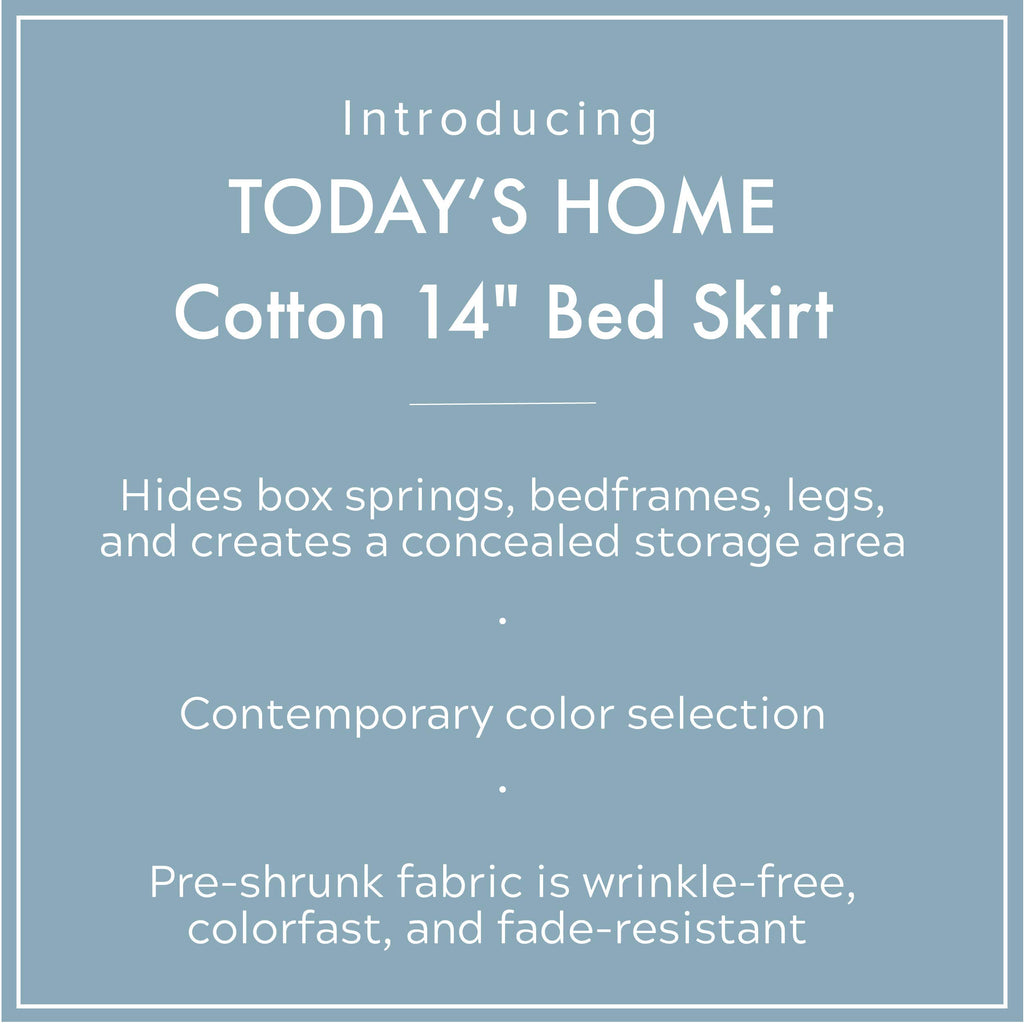 Today? Home Classic Tailored Bed Skirt Dust Ruffle, Cotton Blend Design, 14' Drop Length, King, Black