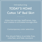 Today? Home Classic Tailored Bed Skirt Dust Ruffle, Cotton Blend Design, 14' Drop Length, King, Black