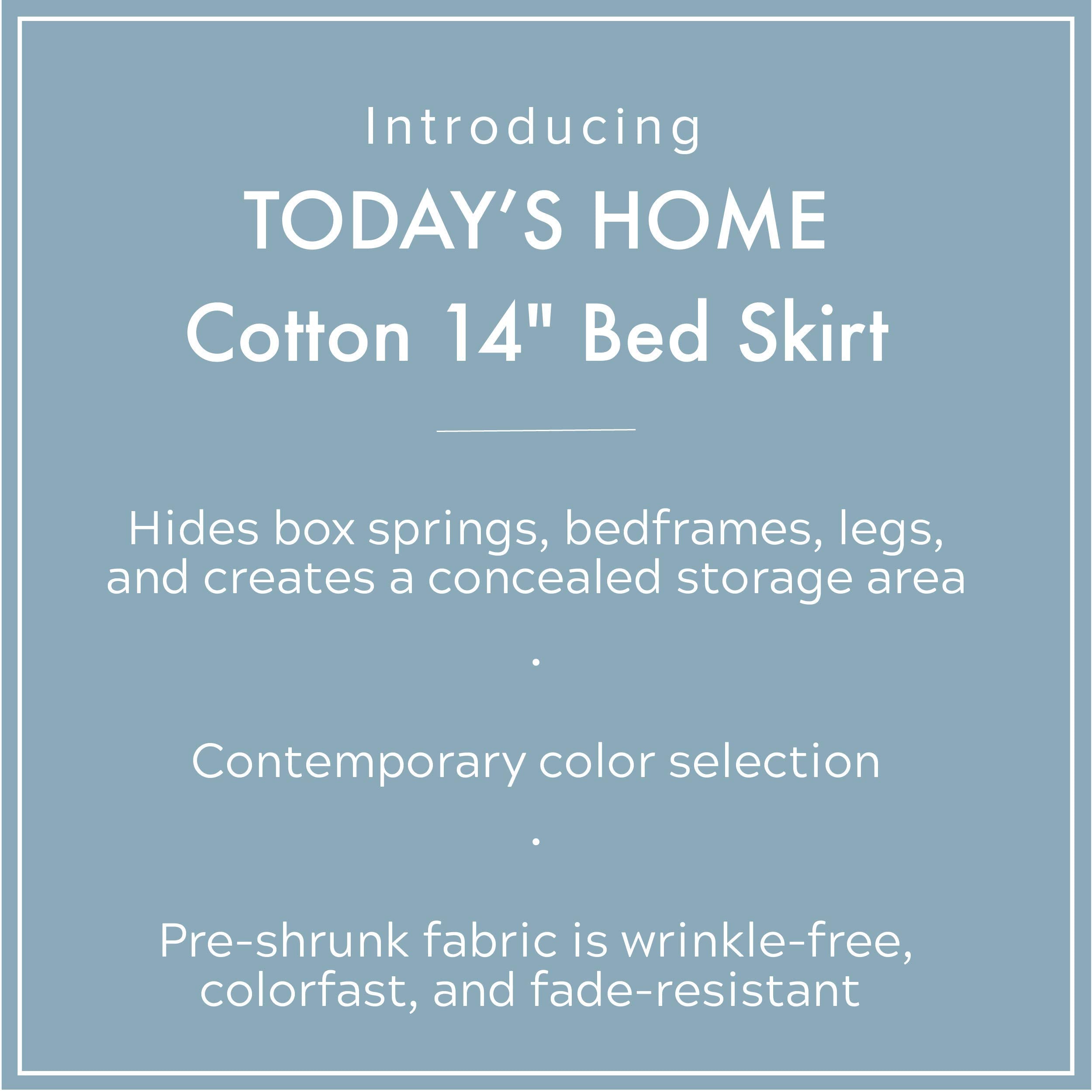 Today? Home Classic Tailored Bed Skirt Dust Ruffle, Cotton Blend Design, 14' Drop Length, King, Black