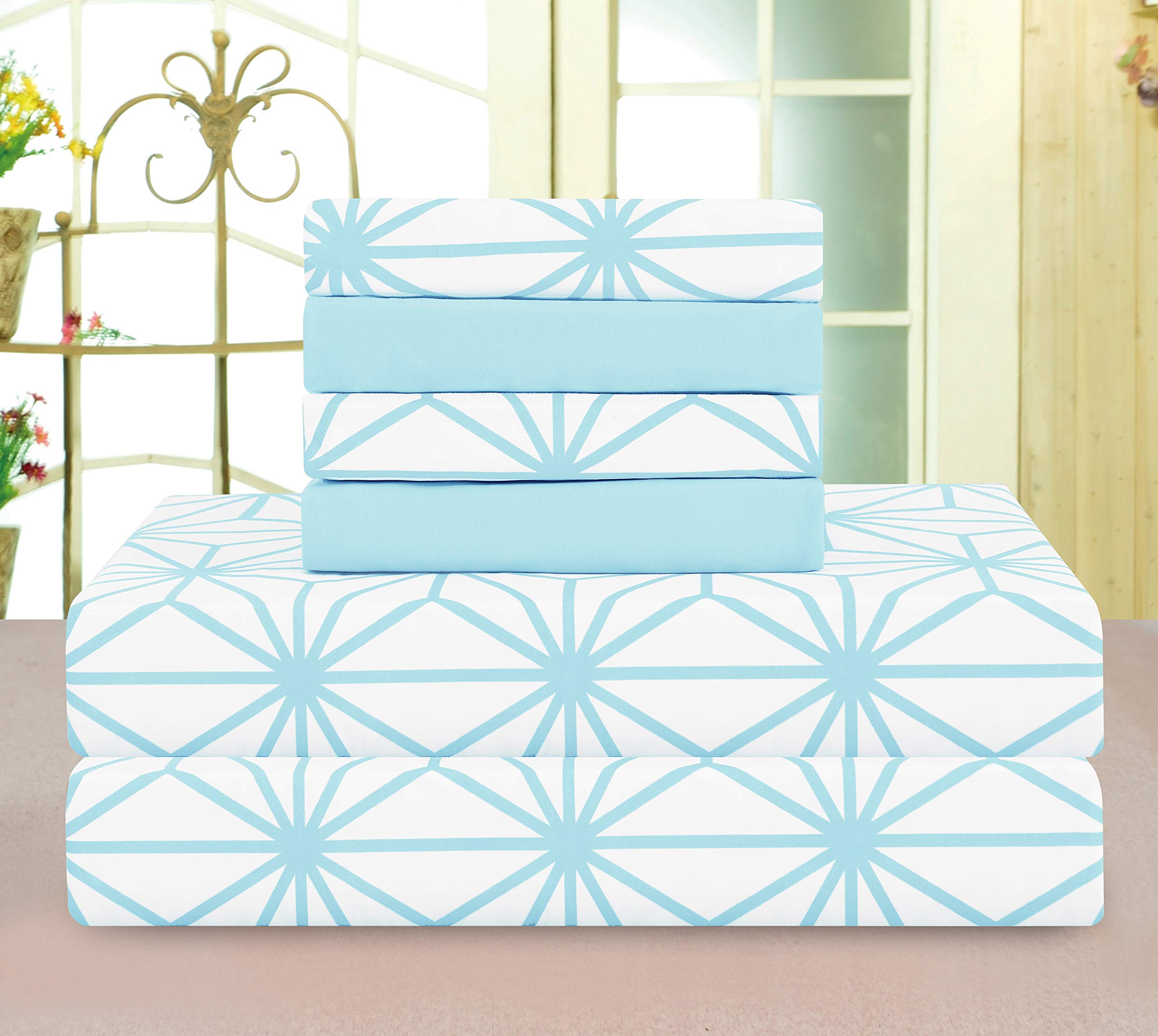 Elegant Comfort Luxury Soft Bed Sheets Cube Pattern - 1500 Premium Hotel Quality Microfiber Softness Wrinkle And Fade Resistant