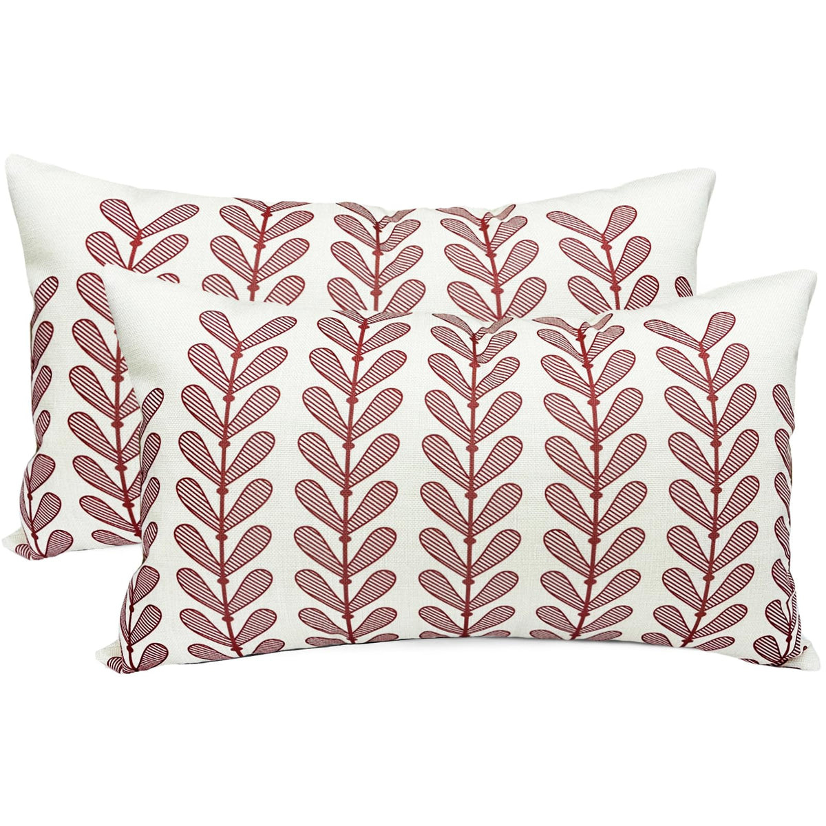 RYSMIYOU Decorative Throw Pillow Covers Set of 2 Wine Red Pillow Covers 12x20 Inch Throw Pillow Cover Linen Pillowcase Modern Bo