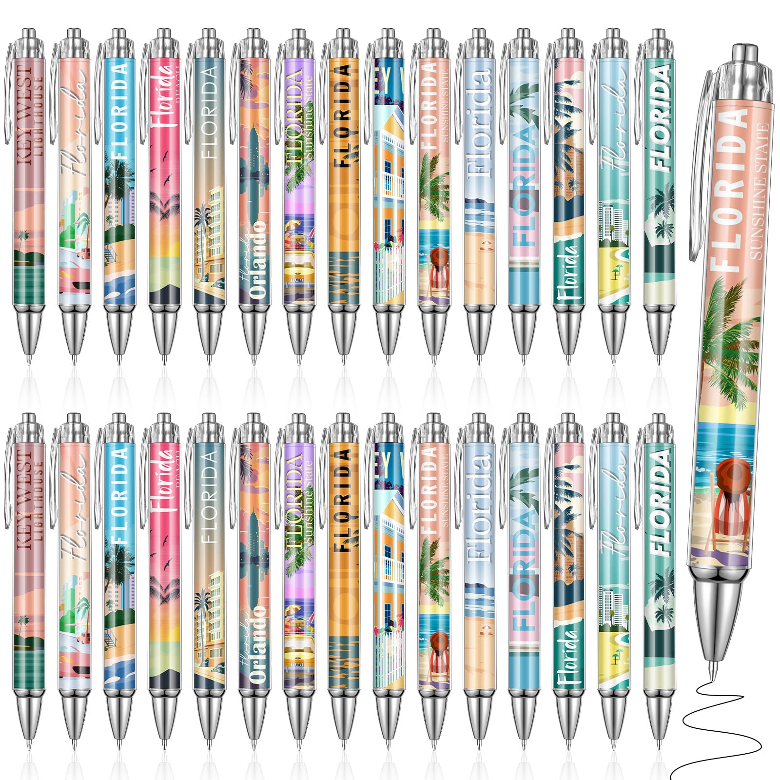 Sayglossy 30 Pcs Florida Travel Ballpoint Pens Florida Souvenirs Gifts American Travel Pen Bulk Retractable USA Souvenirs for Of