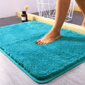 MATENGZIG Microfiber Bathroom Rug 20x32, Extra Soft Shaggy Bathroom Mat Non-Slip Water Absorbent Washable Bath Rug, Turquoise